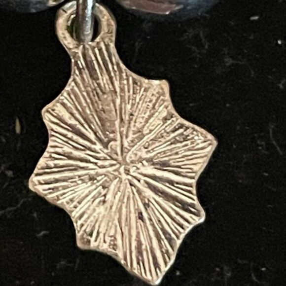 Blue, gray, white, & black beaded First Communion stretch bracelet w/charm - Picture 6 of 8